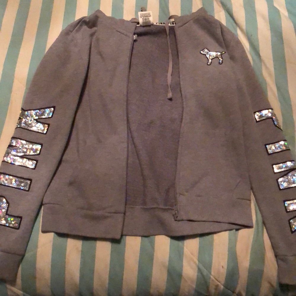 pink victoria secret grey jacket. worn once